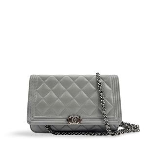 Chanel Boy Clutch Quilted Leather Gray Leather Shoulder Bag Bag